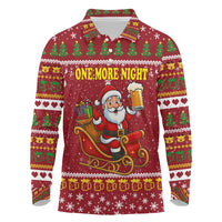 One More Night Santa Beer Christmas Long Sleeve Polo Shirt Xmas Holiday Patterns - Wonder Print Shop
