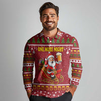 One More Night Santa Beer Christmas Long Sleeve Polo Shirt Xmas Holiday Patterns - Wonder Print Shop