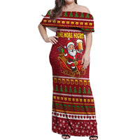 One More Night Santa Beer Christmas Off Shoulder Maxi Dress Xmas Holiday Patterns - Wonder Print Shop