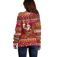 One More Night Santa Beer Christmas Off Shoulder Sweater Xmas Holiday Patterns - Wonder Print Shop