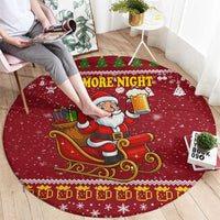 One More Night Santa Beer Christmas Round Carpet Xmas Holiday Patterns - Wonder Print Shop