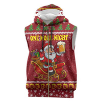 One More Night Santa Beer Christmas Sleeveless Zip Hoodie Xmas Holiday Patterns - Wonder Print Shop