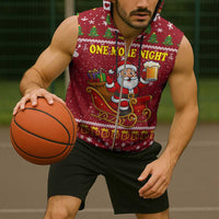 One More Night Santa Beer Christmas Sleeveless Zip Hoodie Xmas Holiday Patterns - Wonder Print Shop