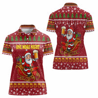 One More Night Santa Beer Christmas Women Polo Shirt Xmas Holiday Patterns - Wonder Print Shop