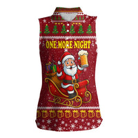 One More Night Santa Beer Christmas Women Sleeveless Polo Shirt Xmas Holiday Patterns - Wonder Print Shop