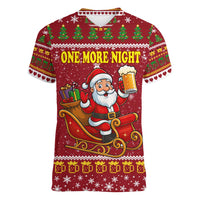 One More Night Santa Beer Christmas Women V-Neck T-Shirt Xmas Holiday Patterns - Wonder Print Shop