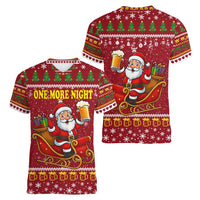 One More Night Santa Beer Christmas Women V-Neck T-Shirt Xmas Holiday Patterns - Wonder Print Shop