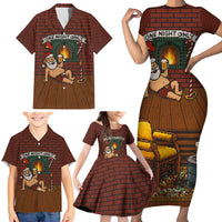 One Night Only Christmas Family Matching Short Sleeve Bodycon Dress and Hawaiian Shirt Xmas Holiday Patterns - Wonder Print Shop