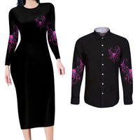 Karma Fairy Skul Couples Matching Long Sleeve Bodycon Dress and Long Sleeve Button Shirt - Wonder Print Shop