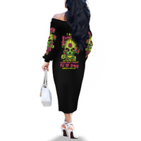 I Am A Sweet Girl But If You P Me O Sugar Skull Family Matching Off Shoulder Long Sleeve Dress and Hawaiian Shirt - Wonder Print Shop