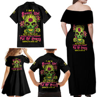 I Am A Sweet Girl But If You P Me O Sugar Skull Family Matching Off Shoulder Maxi Dress and Hawaiian Shirt - Wonder Print Shop