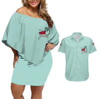 Salty Witch Mermaid Halloween Couples Matching Off Shoulder Short Dress and Hawaiian Shirt - Wonder Print Shop