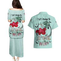 Salty Witch Mermaid Halloween Couples Matching Puletasi Dress and Hawaiian Shirt - Wonder Print Shop