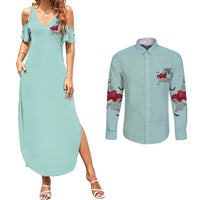 Salty Witch Mermaid Halloween Couples Matching Summer Maxi Dress and Long Sleeve Button Shirt - Wonder Print Shop