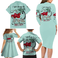 Salty Witch Mermaid Halloween Family Matching Long Sleeve Bodycon Dress and Hawaiian Shirt - Wonder Print Shop