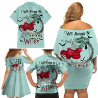 Salty Witch Mermaid Halloween Family Matching Off Shoulder Short Dress and Hawaiian Shirt - Wonder Print Shop