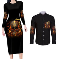 Did I Piss You Off Skull Filagree Couples Matching Long Sleeve Bodycon Dress and Long Sleeve Button Shirt - Wonder Print Shop