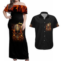 Did I Piss You Off Skull Filagree Couples Matching Off Shoulder Maxi Dress and Hawaiian Shirt - Wonder Print Shop