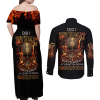 Did I Piss You Off Skull Filagree Couples Matching Off Shoulder Maxi Dress and Long Sleeve Button Shirt - Wonder Print Shop