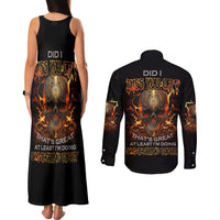 Did I Piss You Off Skull Filagree Couples Matching Tank Maxi Dress and Long Sleeve Button Shirt - Wonder Print Shop