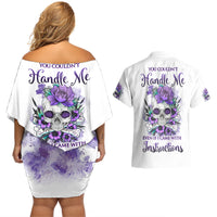 You Couldn't Handle Me Skul Couples Matching Off Shoulder Short Dress and Hawaiian Shirt - Wonder Print Shop