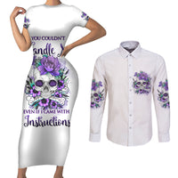 You Couldn't Handle Me Skul Couples Matching Short Sleeve Bodycon Dress and Long Sleeve Button Shirt - Wonder Print Shop