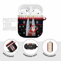 Malaysia Christmas AirPods Case with Santa Claus Petronas Towers Snowflakes and Festive Icons - Wonder Print Shop