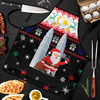 Malaysia Christmas Apron with Santa Claus Petronas Towers Snowflakes and Festive Icons - Wonder Print Shop