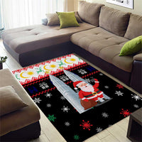 Malaysia Christmas Area Rug with Santa Claus Petronas Towers Snowflakes and Festive Icons - Wonder Print Shop