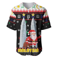Malaysia Christmas Baseball Jersey with Santa Claus Petronas Towers Snowflakes and Festive Icons - Wonder Print Shop