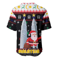 Malaysia Christmas Baseball Jersey with Santa Claus Petronas Towers Snowflakes and Festive Icons - Wonder Print Shop