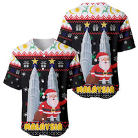 Malaysia Christmas Baseball Jersey with Santa Claus Petronas Towers Snowflakes and Festive Icons - Wonder Print Shop