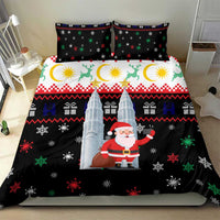 Malaysia Christmas Bedding Set with Santa Claus Petronas Towers Snowflakes and Festive Icons - Wonder Print Shop