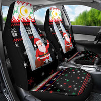 Malaysia Christmas Car Seat Cover with Santa Claus Petronas Towers Snowflakes and Festive Icons - Wonder Print Shop
