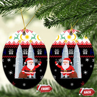 Malaysia Christmas Ceramic Ornament with Santa Claus Petronas Towers Snowflakes and Festive Icons - Wonder Print Shop