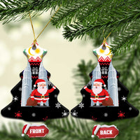 Malaysia Christmas Ceramic Ornament with Santa Claus Petronas Towers Snowflakes and Festive Icons - Wonder Print Shop