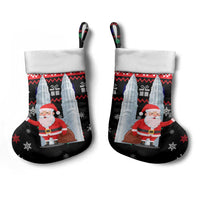 Malaysia Christmas Stocking with Santa Claus Petronas Towers Snowflakes and Festive Icons - Wonder Print Shop