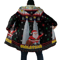 Malaysia Christmas Cloak with Santa Claus Petronas Towers Snowflakes and Festive Icons - Wonder Print Shop