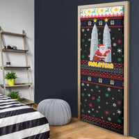 Malaysia Christmas Door Cover with Santa Claus Petronas Towers Snowflakes and Festive Icons - Wonder Print Shop