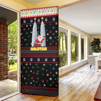 Malaysia Christmas Door Cover with Santa Claus Petronas Towers Snowflakes and Festive Icons - Wonder Print Shop