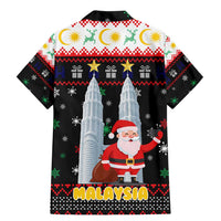 Malaysia Christmas Family Matching Mermaid Dress and Hawaiian Shirt with Santa Claus Petronas Towers Snowflakes and Festive Icons - Wonder Print Shop