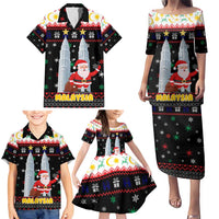 Malaysia Christmas Family Matching Puletasi and Hawaiian Shirt with Santa Claus Petronas Towers Snowflakes and Festive Icons - Wonder Print Shop