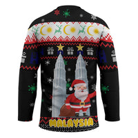 Malaysia Christmas Hockey Jersey with Santa Claus Petronas Towers Snowflakes and Festive Icons - Wonder Print Shop