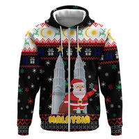 Malaysia Christmas Hoodie with Santa Claus Petronas Towers Snowflakes and Festive Icons - Wonder Print Shop