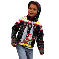 Malaysia Christmas Kid Hoodie with Santa Claus Petronas Towers Snowflakes and Festive Icons - Wonder Print Shop
