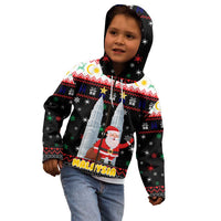 Malaysia Christmas Kid Hoodie with Santa Claus Petronas Towers Snowflakes and Festive Icons - Wonder Print Shop