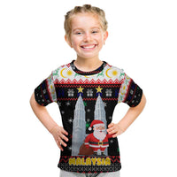 Malaysia Christmas Kid T Shirt with Santa Claus Petronas Towers Snowflakes and Festive Icons - Wonder Print Shop