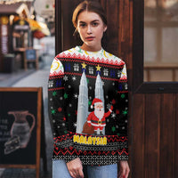Malaysia Christmas Ugly Christmas Sweater with Santa Claus Petronas Towers Snowflakes and Festive Icons - Wonder Print Shop