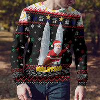 Malaysia Christmas Ugly Christmas Sweater with Santa Claus Petronas Towers Snowflakes and Festive Icons - Wonder Print Shop