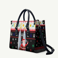 Malaysia Christmas Leather Bag with Santa Claus Petronas Towers Snowflakes and Festive Icons - Wonder Print Shop